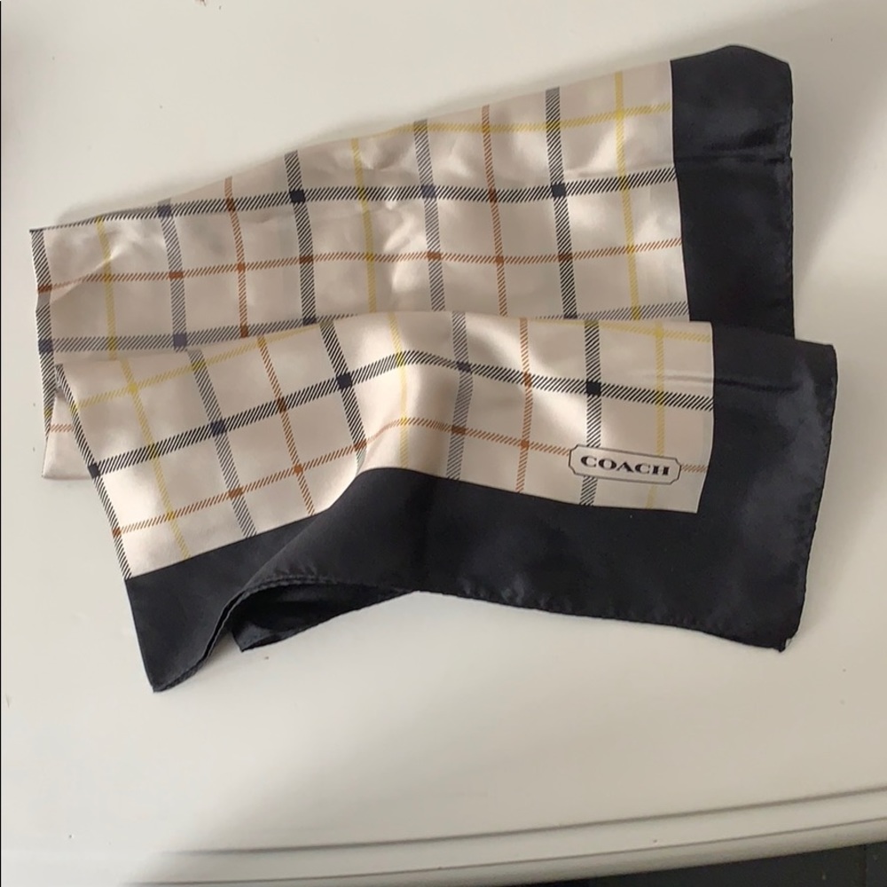 Coach large silk scarf - plaid - never worn